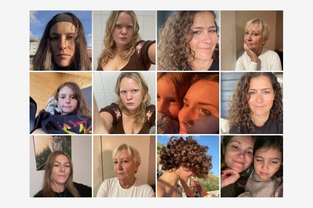 Kollaasi ihmisten selfieistä