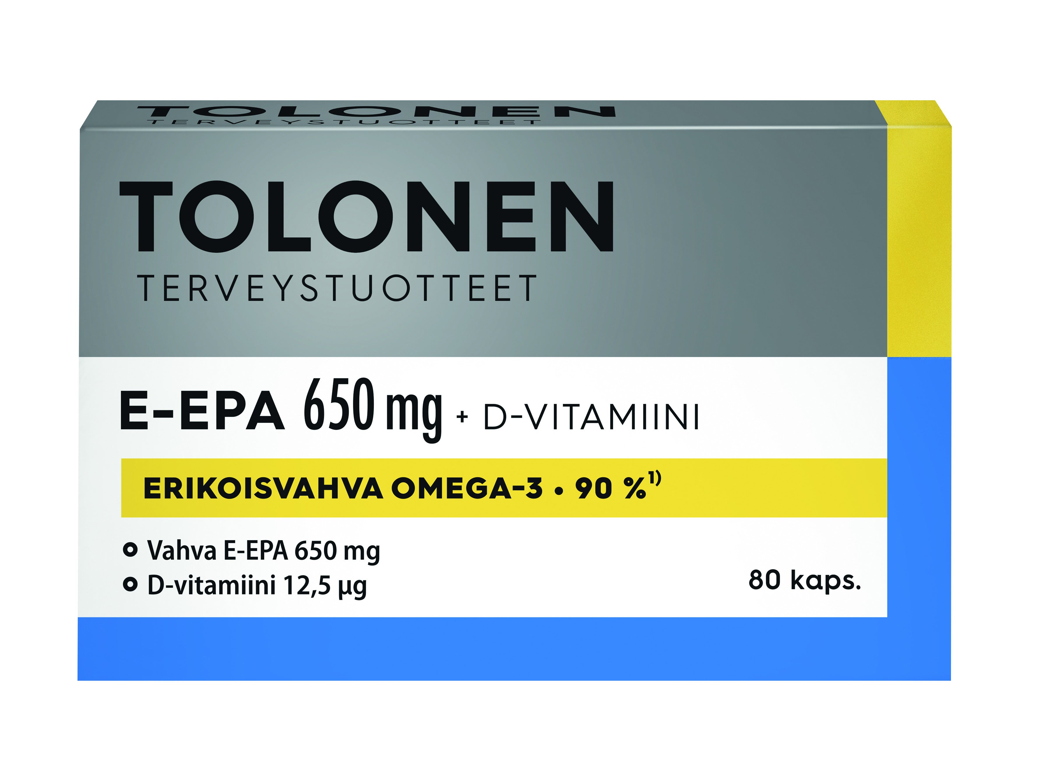 E-EPA Omega-3 + D-vitamiini, 650 mg, 80 kaps