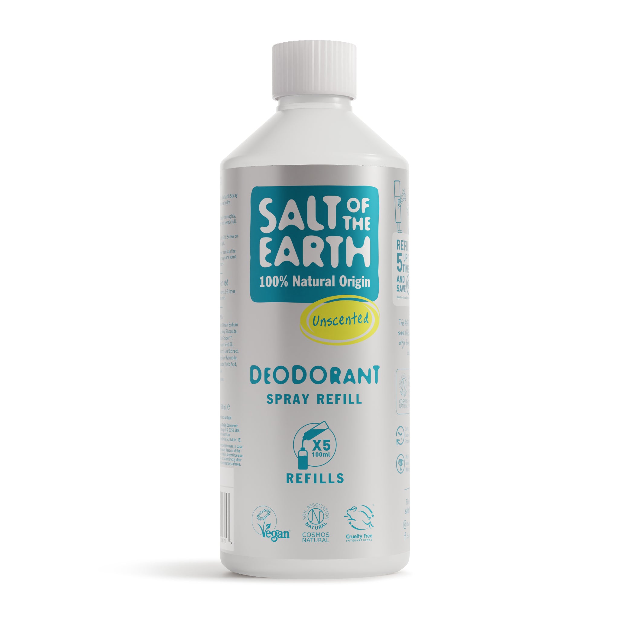 Tuoksuton spray-deodorantti täyttöpullo, 500 ml