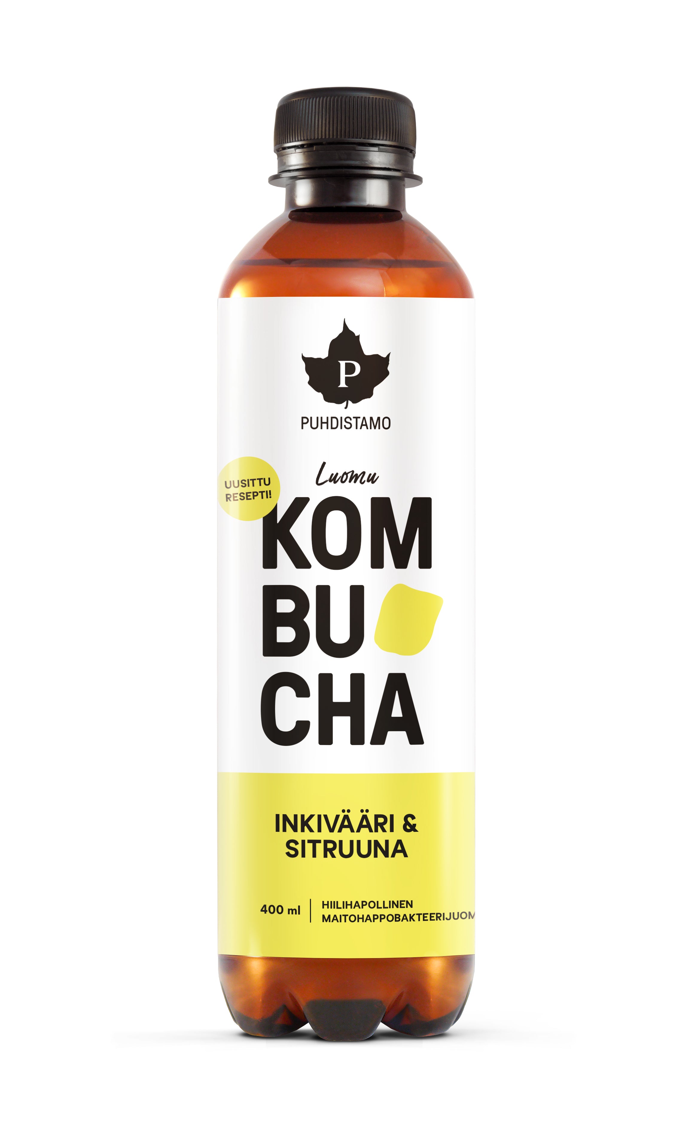 Kombucha, inkivääri & sitruuna, 370 ml
