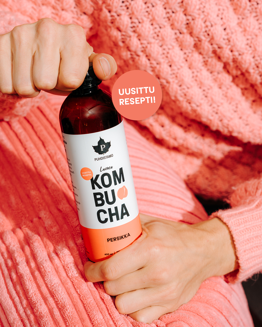 Kombucha Persikka, Luomu 400 ml