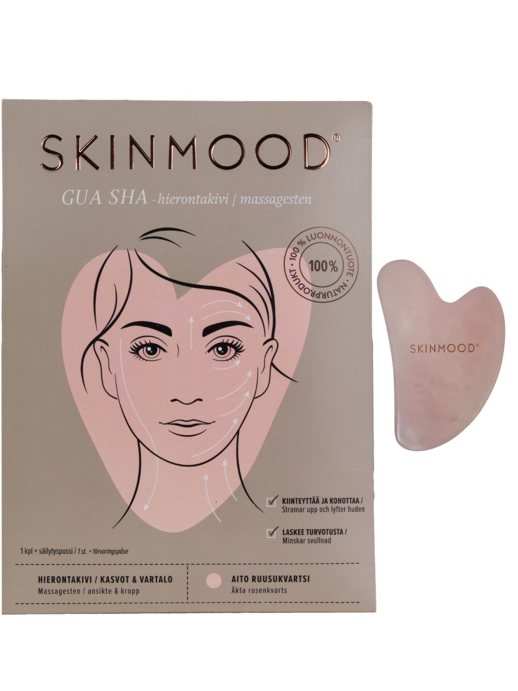 Gua sha Beauty Tool, ruusukvartsi (guasha)