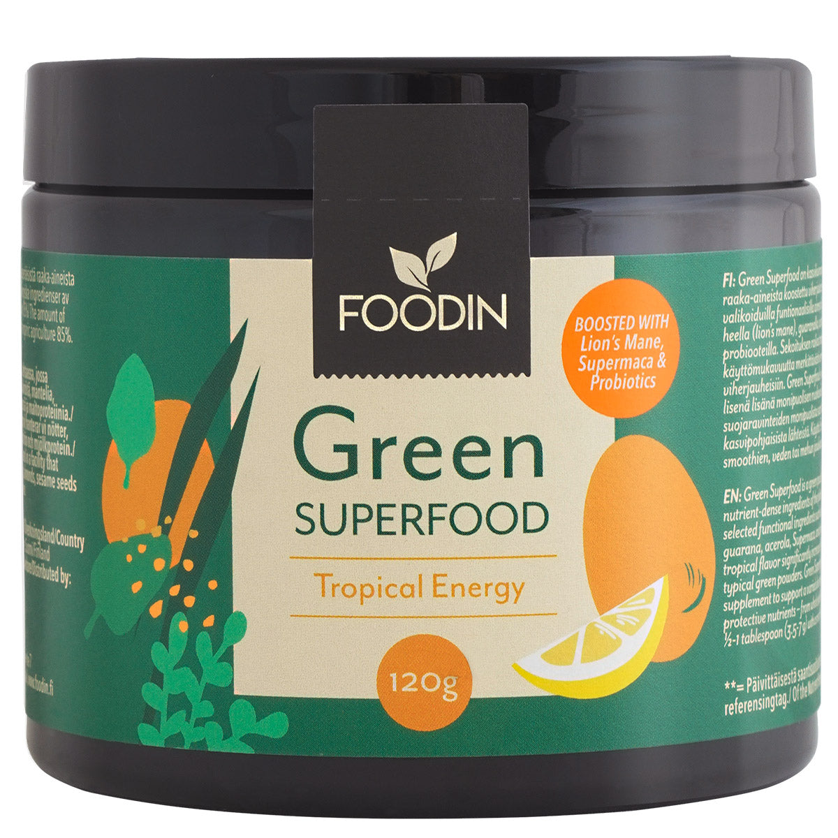 Foodin Green Superfood Energy Tropical viherjauhe 120 g