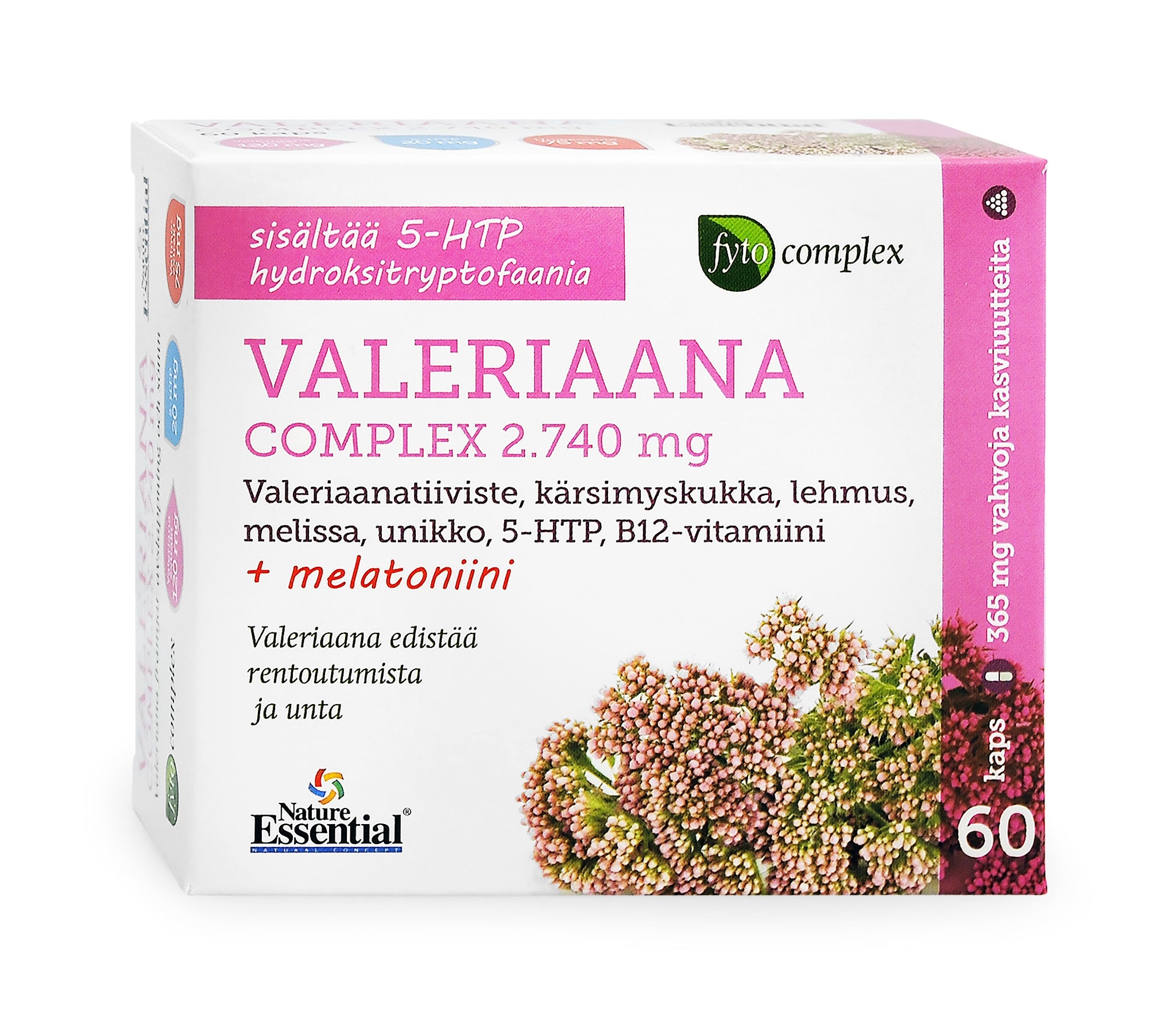 Fytocomplex Valeriaana + 5-htp + Melatoniini + Kärsimyskukka + Lehmus + Sitruunamelissa